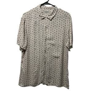 AllSaints New Romantic Men's Shirt L Yin Yang Print Short Sleeve